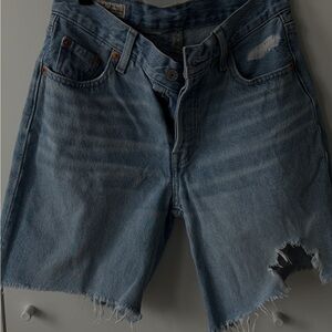 Levi's Blue Distressed Jean Shorts